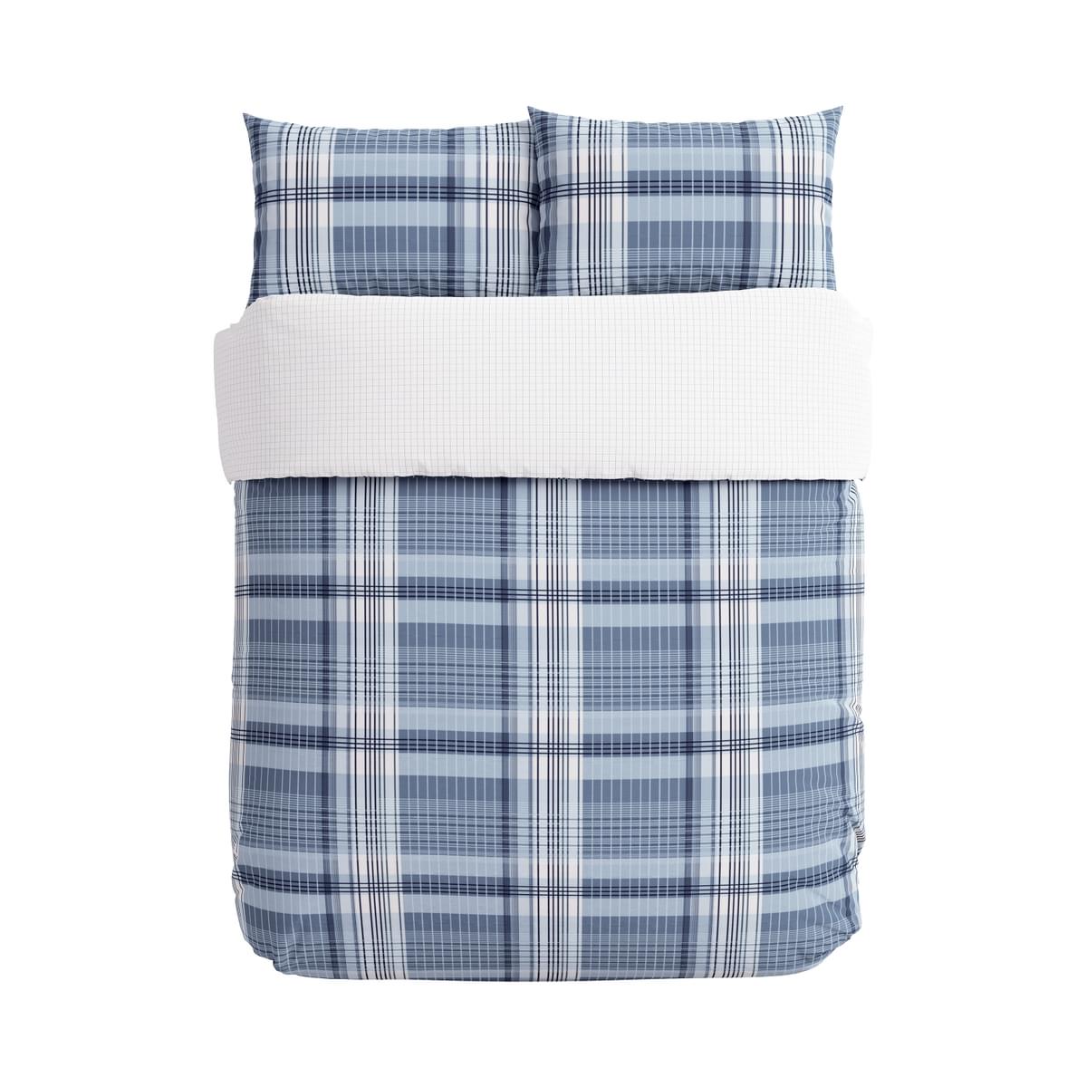 Brushed Check Cover Set Blue