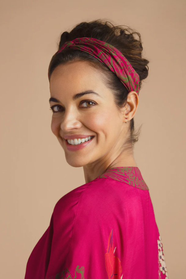 Hummingbird Elasticated Headband - Raspberry