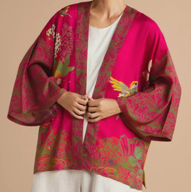 Hummingbird Kimono Jacket - Raspberry