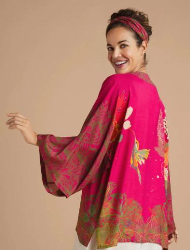 Hummingbird Kimono Jacket - Raspberry
