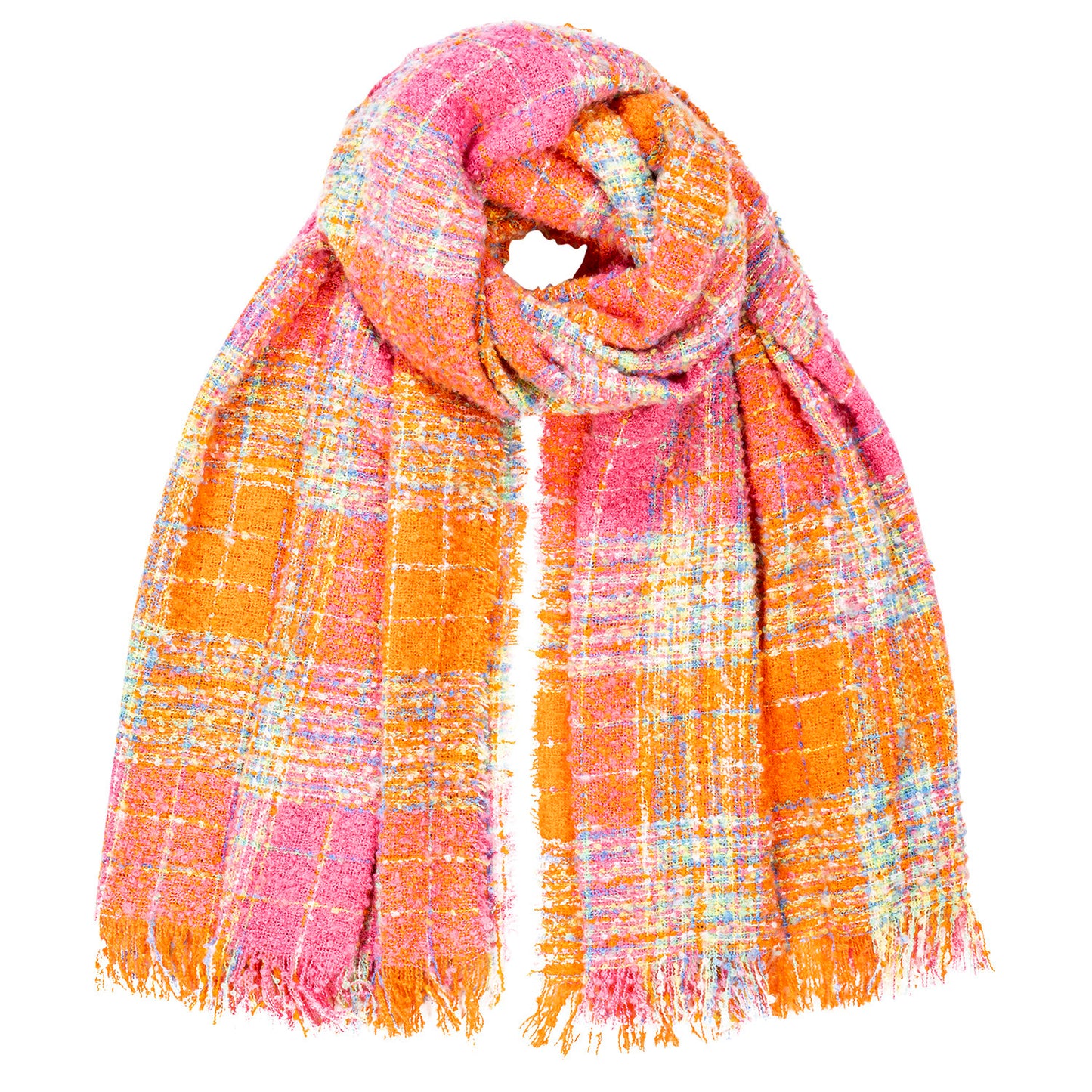 Ladies boucle block scarf