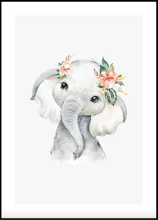 Kids Nursery Print Elephant A3