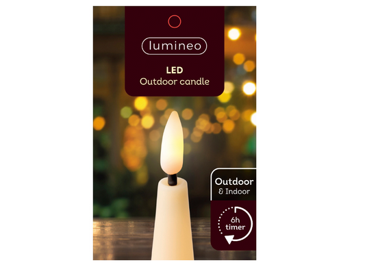 LED candle plastic steady BO outdoor H25cm D12cm