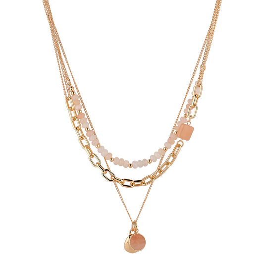 Layered Bead & Semi Precious Stone Necklace