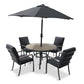 Monza 4 Seat Set with Highback Armchairs and 2.5m Parasol