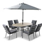 Monza 6 Seat Set with Highback Armchairs and 3.0m Parasol