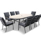 Monza 8 Seat Set with Lazy Susan, Highback Armchairs and 2.0 x 3.0m Parasol