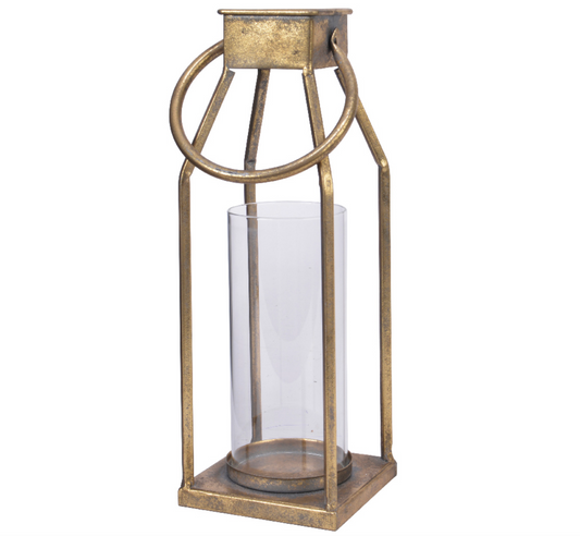 Med Gold Iron Lantern L11 W11 H25cm