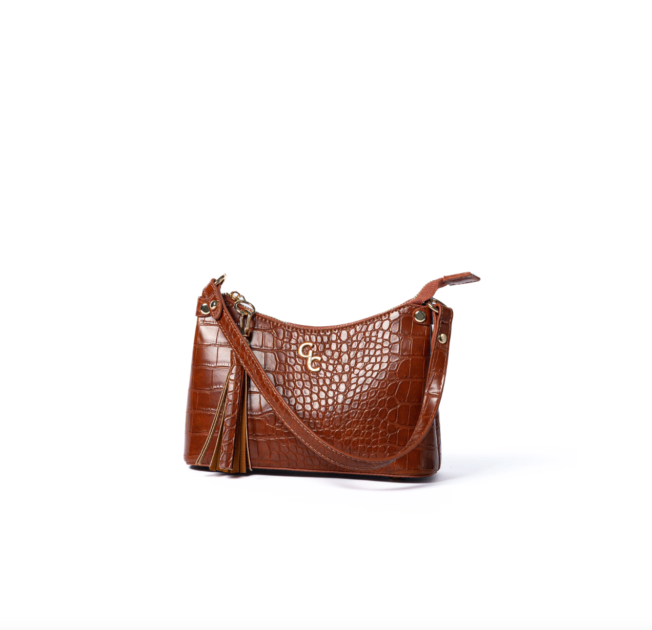 Mini Shoulder Bag - Tan Croc Detail