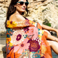 Modern Floral Printed Scarf Tangerine