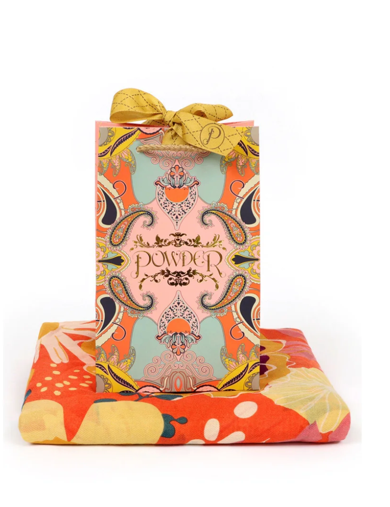 Modern Floral Printed Scarf Tangerine