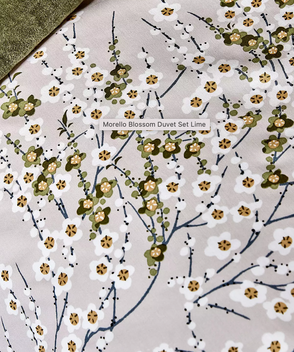 Morello Blossom Duvet Set Lime