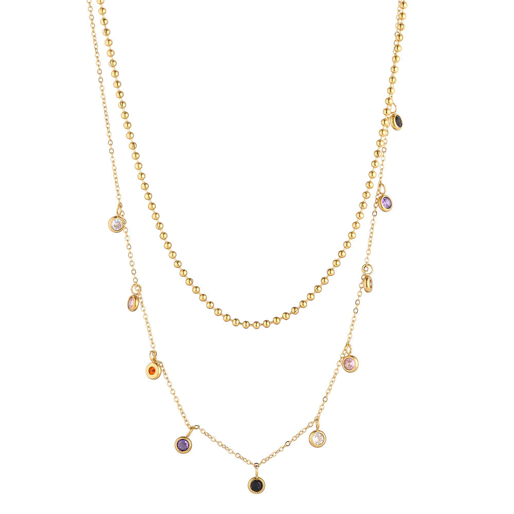 Multi Coloured Layered Necklace