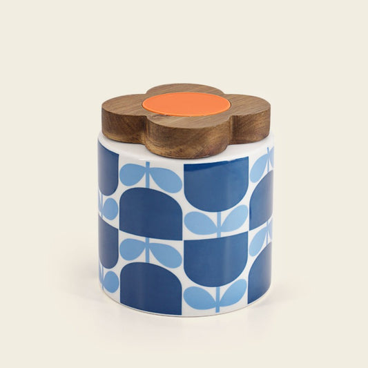 ORLA KIELY 1.1L STORAGE JAR - BLOCK FLOWER NAVY