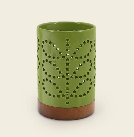 ORLA KIELY CERAMIC LANTERN - LINEAR STEM OLIVE