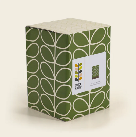 ORLA KIELY CERAMIC LANTERN - LINEAR STEM OLIVE
