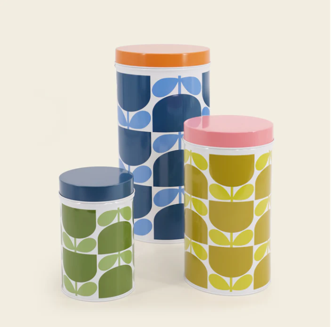 ORLA KIELY NESTING CANNISTER TINS - SET OF 3 (BLOCK FLOWER)