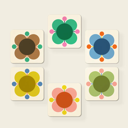 ORLA KIELY SET 6 COASTERS ATOMIC FLOWER