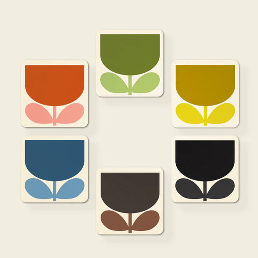 ORLA KIELY SET 6 COASTERS BLOCK FLOWER