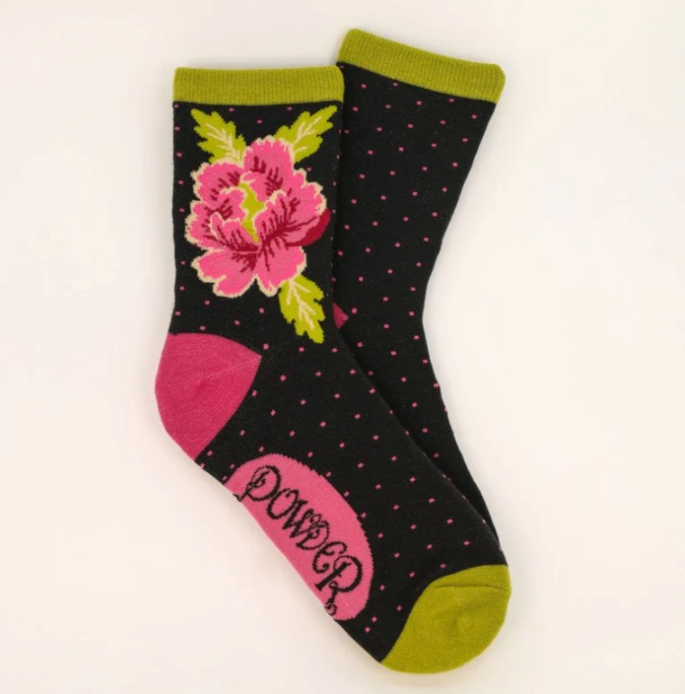Painted Peony Ankle Socks