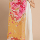 Painted Peony Linen Print Scarf - Mustard