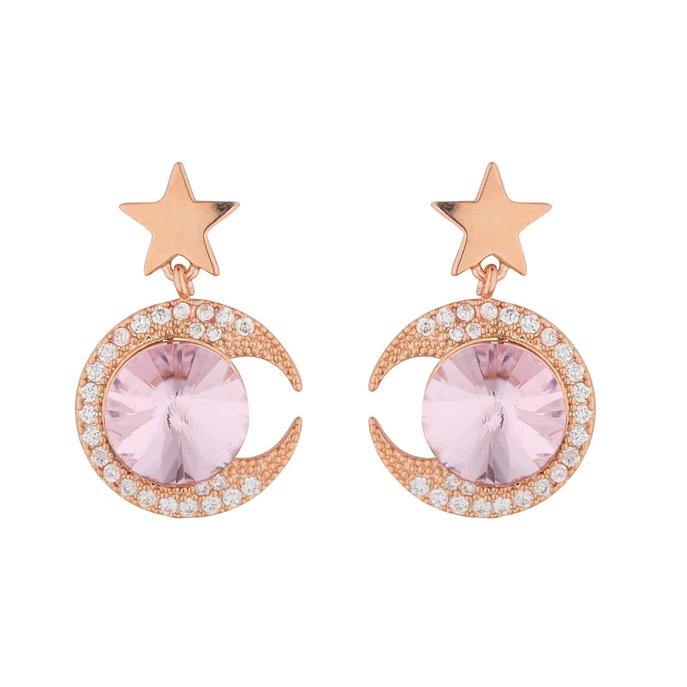 Pink Moon Crystal Earrings