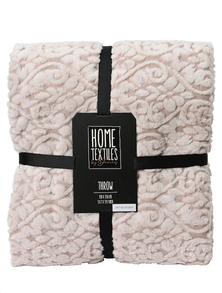 Pink Throw polyester with glitter flower jacquard 130cm x 170cm