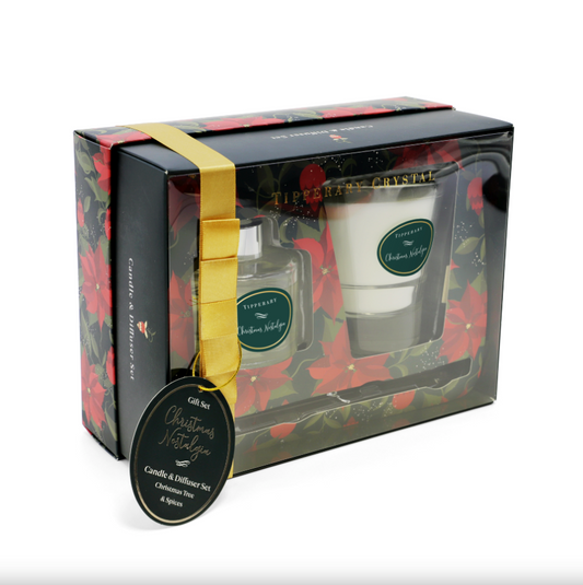Poinsettia Candle & Diffuser Set - Christmas Nostalgia