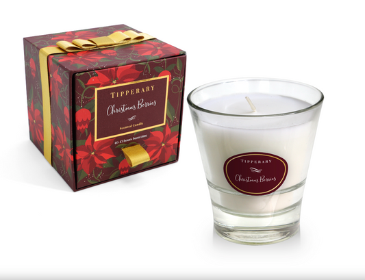 Poinsettia Tumbler Candle  - Christmas Berries