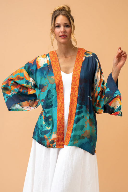 Powder Hare and Moon Kimono Jacket - Midnight