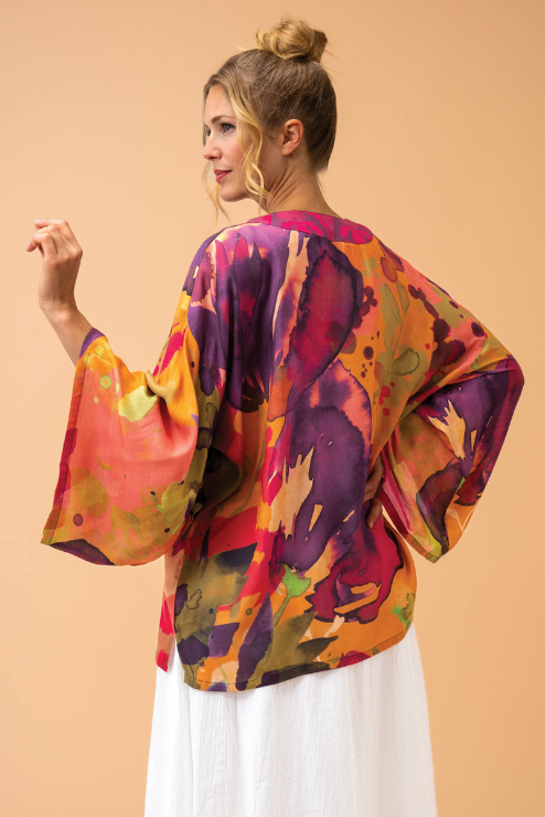Powder Oversized Blooms Kimono Jacket - Mustard