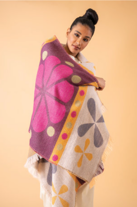 Powder Oversized Fair Isle - Damson Mix - Woven Scarf