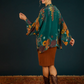 Powder Trailing Wisteria Kimono Jacket - Teal