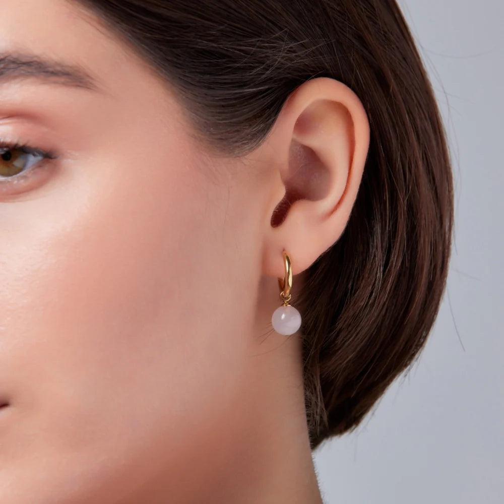 Rose Quartz Hoops