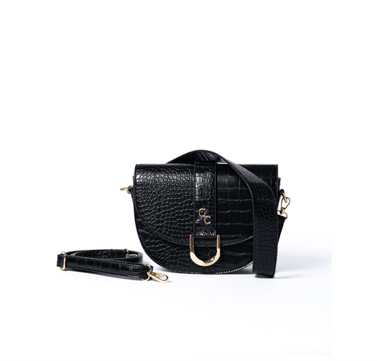 Saddle Bag - Black Croc Detail