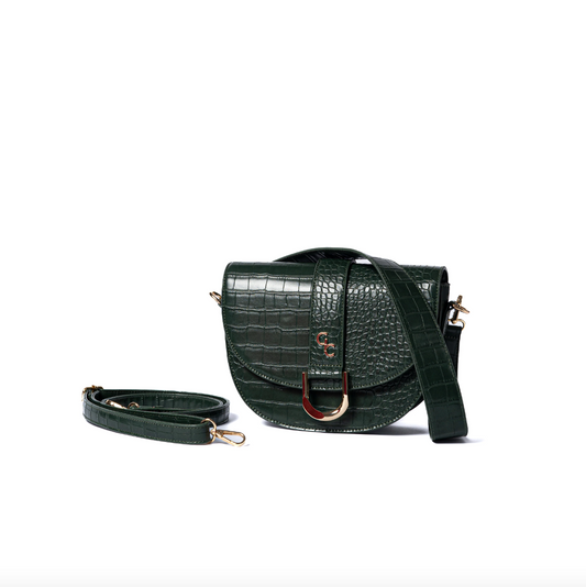 Saddle Bag - Forest Green Croc Detail