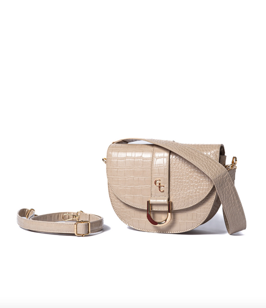 Saddle Bag - Light Taupe Croc Detail