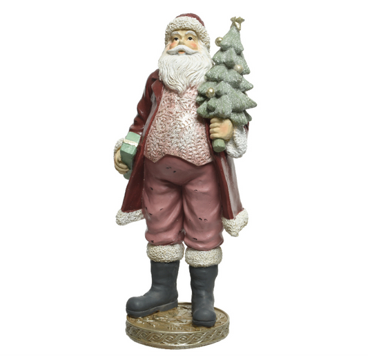 Santa polyresin with xmas tree H32.5cm