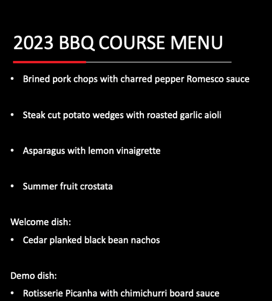 Weber BBQ Courses 2023 - 30th June