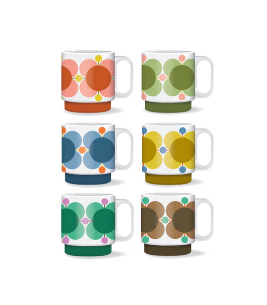 ORLA KIELY SET 6 STACKING MUGS - ATOMIC FLOWER