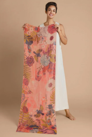 Summer Woodland Linen Print Scarf - Bloom