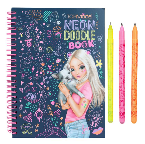TOPModel Neon Doodle Book With Neon Pen Set
