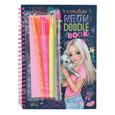 TOPModel Neon Doodle Book With Neon Pen Set