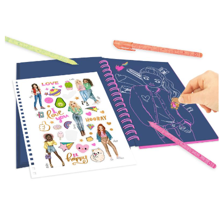 TOPModel Neon Doodle Book With Neon Pen Set