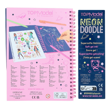 TOPModel Neon Doodle Book With Neon Pen Set