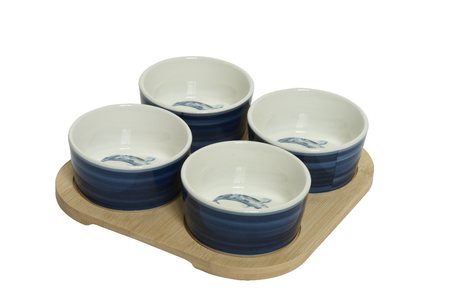 Tapas set porcelain round with flower prints