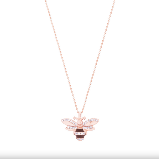 Tipperary Crystal Bee Rose Gold Cz Inset Pendant