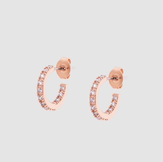Tipperary Crystal Circle Pave Rose Gold Small Hoop  Earrings