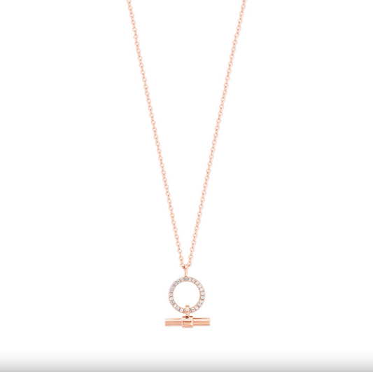 Tipperary Crystal Cz Set Circle & Bar Pendant Rose Gold