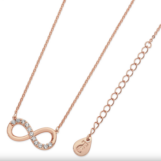 Tipperary Crystal Part Stone Set Infinity Pendant Rg